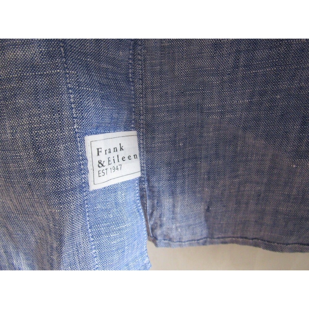 Frank & Eileen Finbar Blue Linen Button Down Long Sleeve Shirt Size XL NWOT - Picture 3 of 5